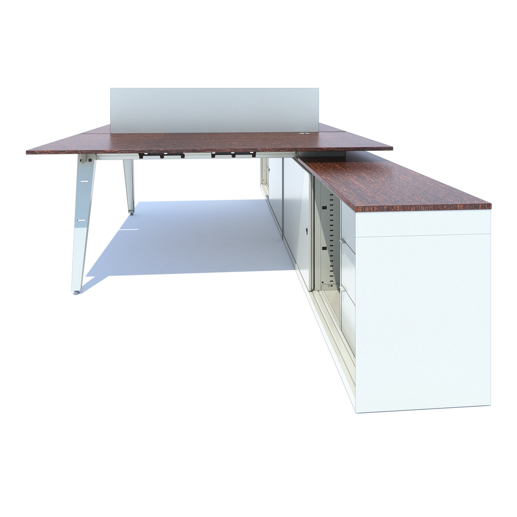 OPE - Double-Faced Desk with Support Credenza