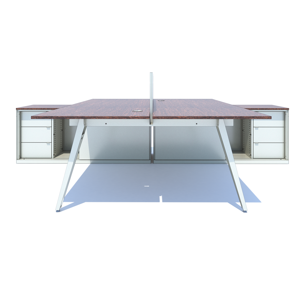 OPE - Double-Faced Desk with Support Credenza