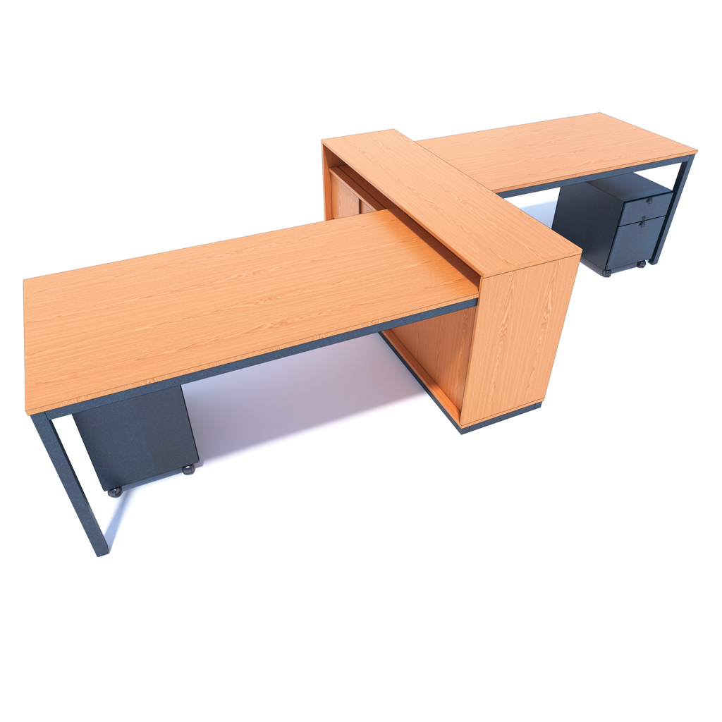 ARM - Two Desks with Support Credenza